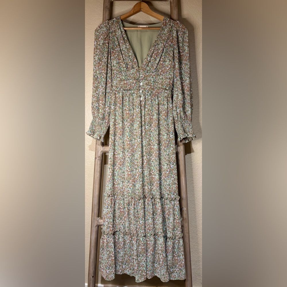 Flowy Floral Maxi Dress | Boho Romantic | Empire Waist V-Neck